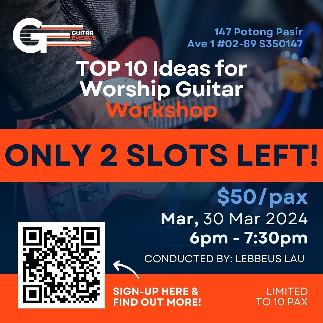 Calling out to all Electric Guitarist whose serving on your church worship team!

Do you find yourself playing the same ideas over &amp; over again? Need a breakthrough?
Fret not! In this workshop, we will cover 10 different ideas &amp; ways to play 