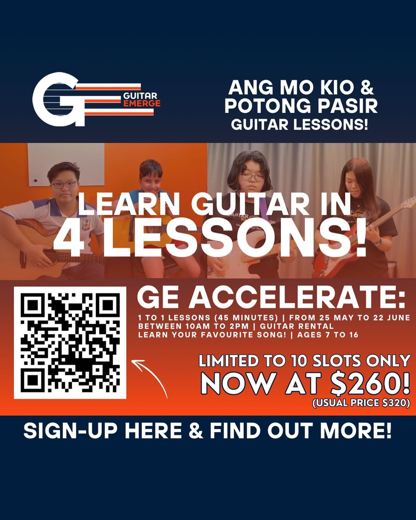 The June Holidays is just around the corner &amp; that means it is time for you to pick up the Guitar!! Looking for students from ages 7 to 16. Become a guitarist in just 4 LESSONS! Learn your favourite song(s) &amp; join us for fun this school holid