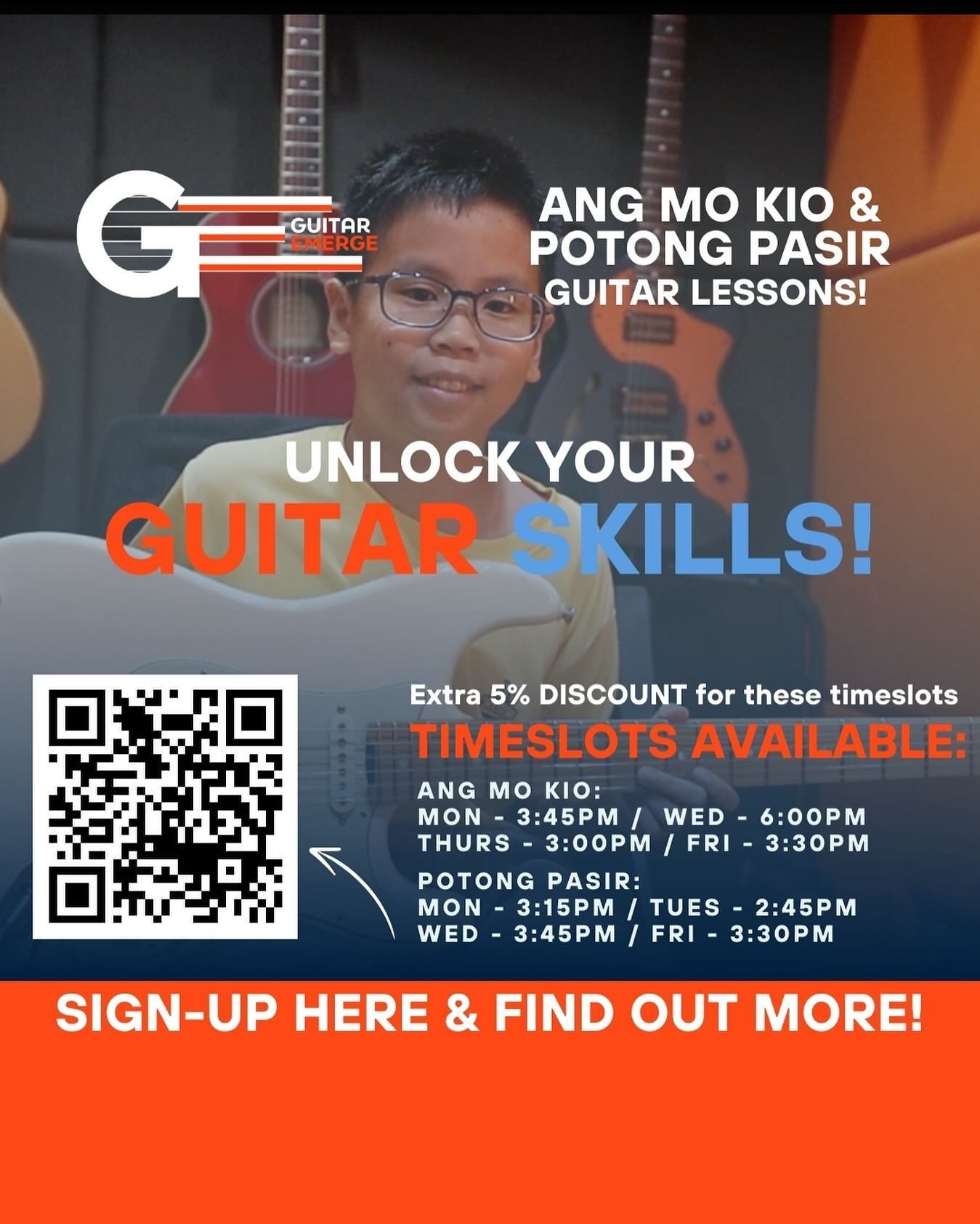 Are you a self-taught guitarist still trying to figure your way around the instrument? Join us for 1 TO 1 Guitar Lessons at AMK/ Potong Pasir and unlock your guitar skills! Calling all youths who are eager to learn music/ the guitar! We are offering 