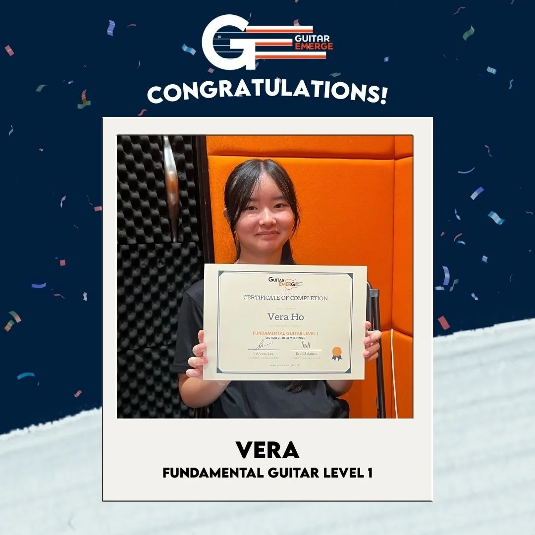 Congratulations Vera for completing our Fundamental Guitar Level 2! May you continue to enjoy learning the guitar and achieve great things with your instrument! Looking for a systematic way of tracking your progress with your guitar? Sign-up for a FR