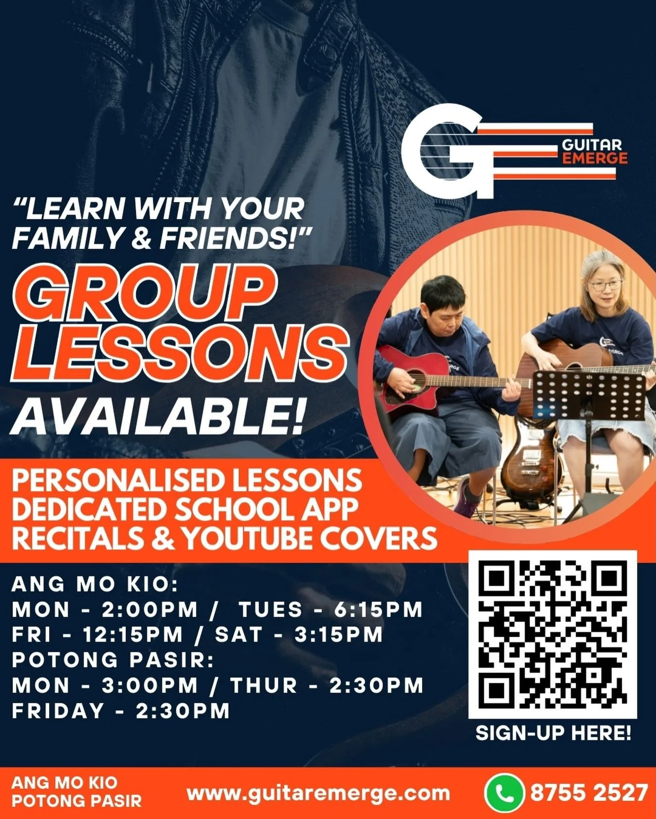 🎸Learn with your family or friends 🎸
We offer group lessons as well, learn guitar with your family and friends!
We will give YOU:
✅ Personalised lessons, customised to both of your learning styles
✅ Performance opportunities (recitals &amp; YouTube
