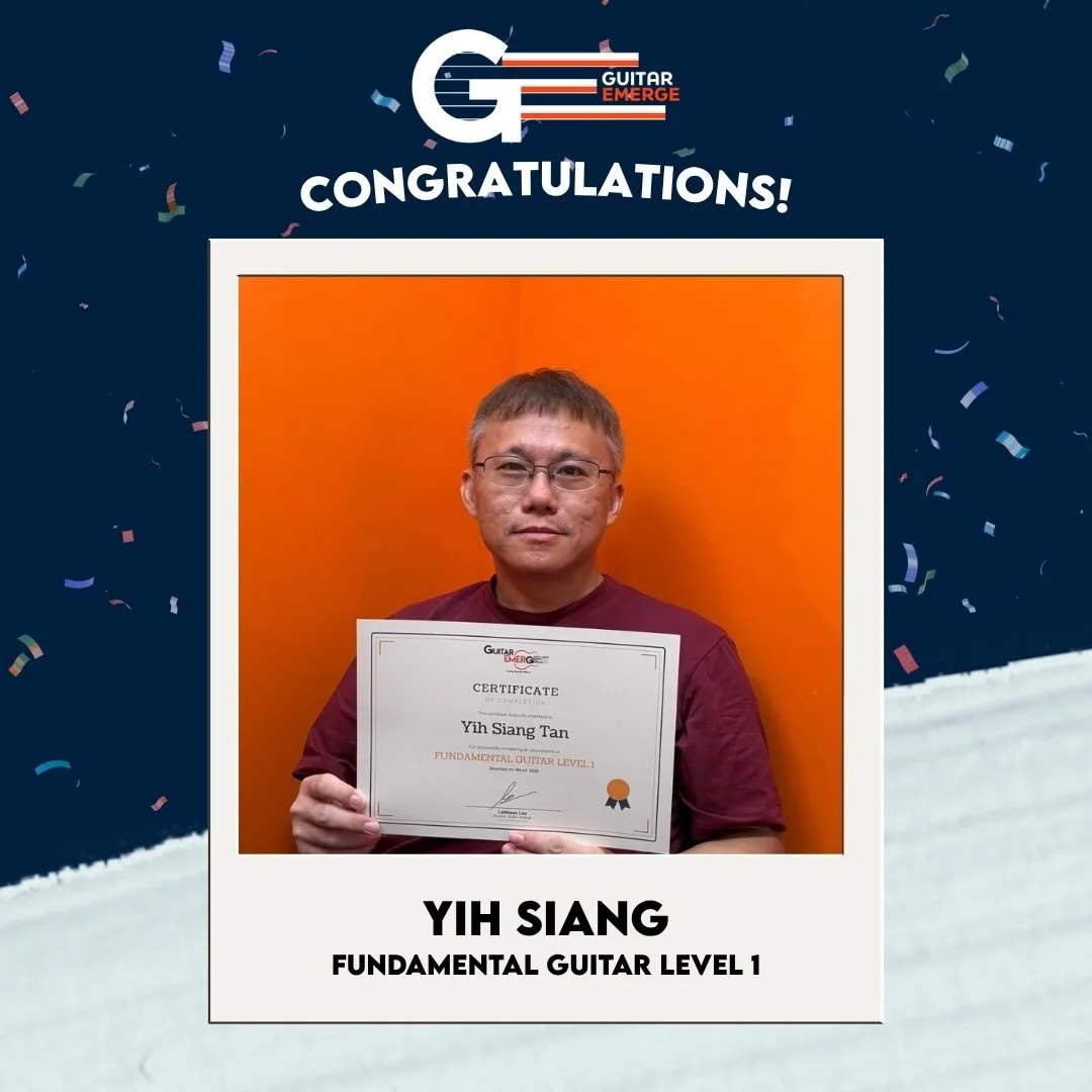 Congratulations Yih Siang for completing Fundamental Guitar Level 1! Well done and keep up the good work! #guitarstudent #guitarlessons #guitar #fyp #reels