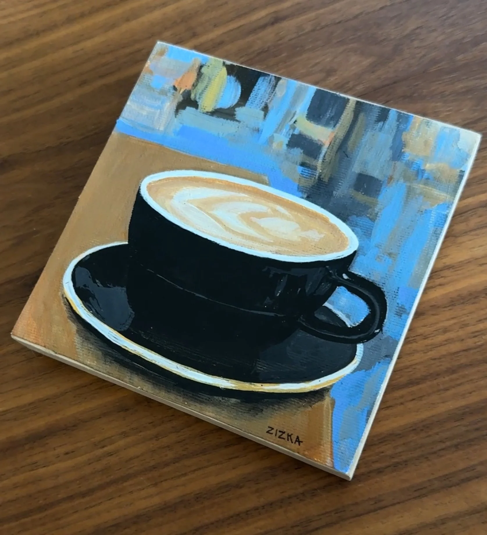 5" x 5" - Vesta Coffee Study - Acrylic on Canvas, mounted to wood $100.00