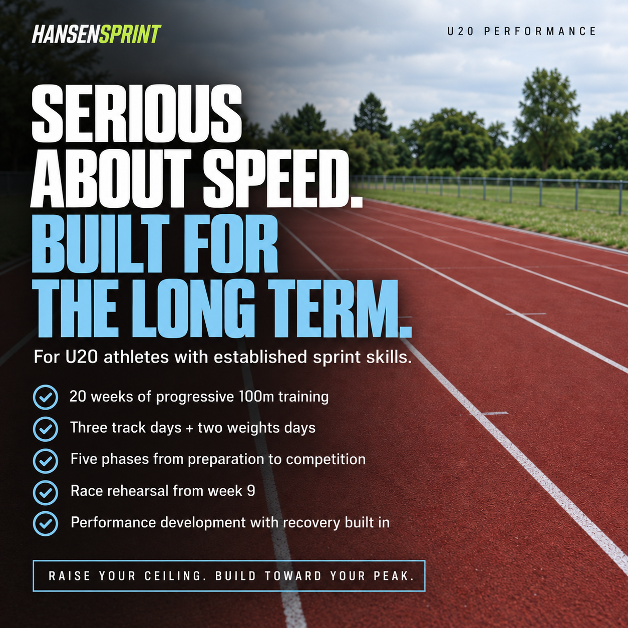 Key training focus areas in the HansenSprint U20 100m Sprint Training Program