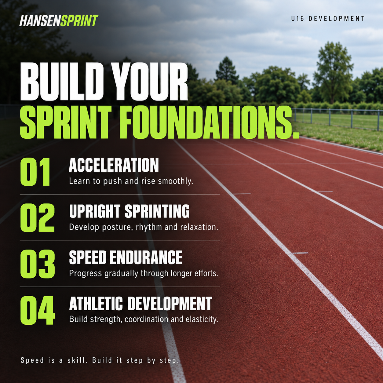 Key training focus areas in the HansenSprint U16 Sprint Training Program