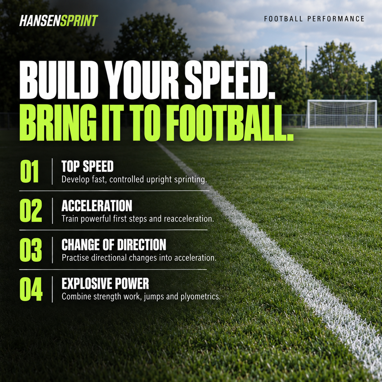 Key training focus areas in the HansenSprint 8-week Sprint Training Program for Footballers