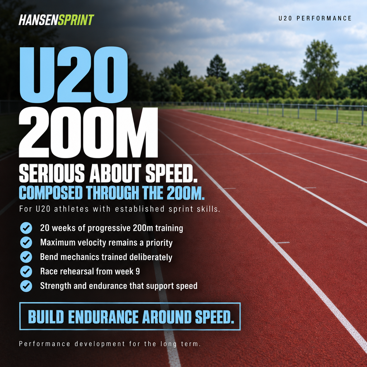 Weekly training plan in the HansenSprint U20 200m Sprint Training Program