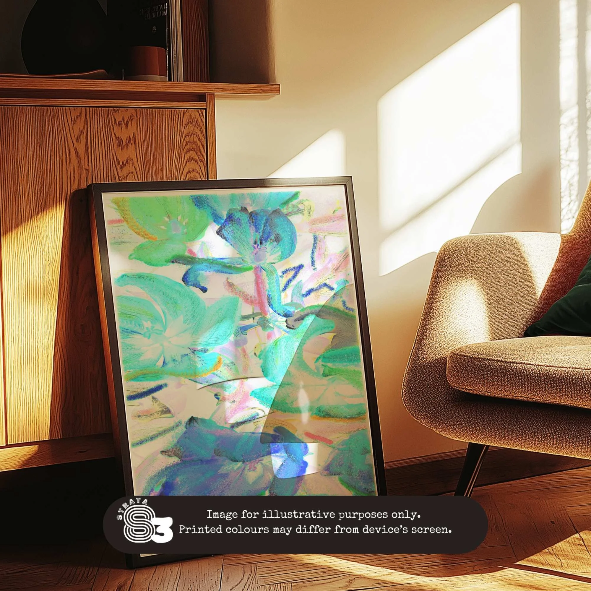 Bold abstract floral print with distressed textures and vibrant colours. “Electric Garden” adds expressive energy to any space. A4, A3 and A2 sizes.