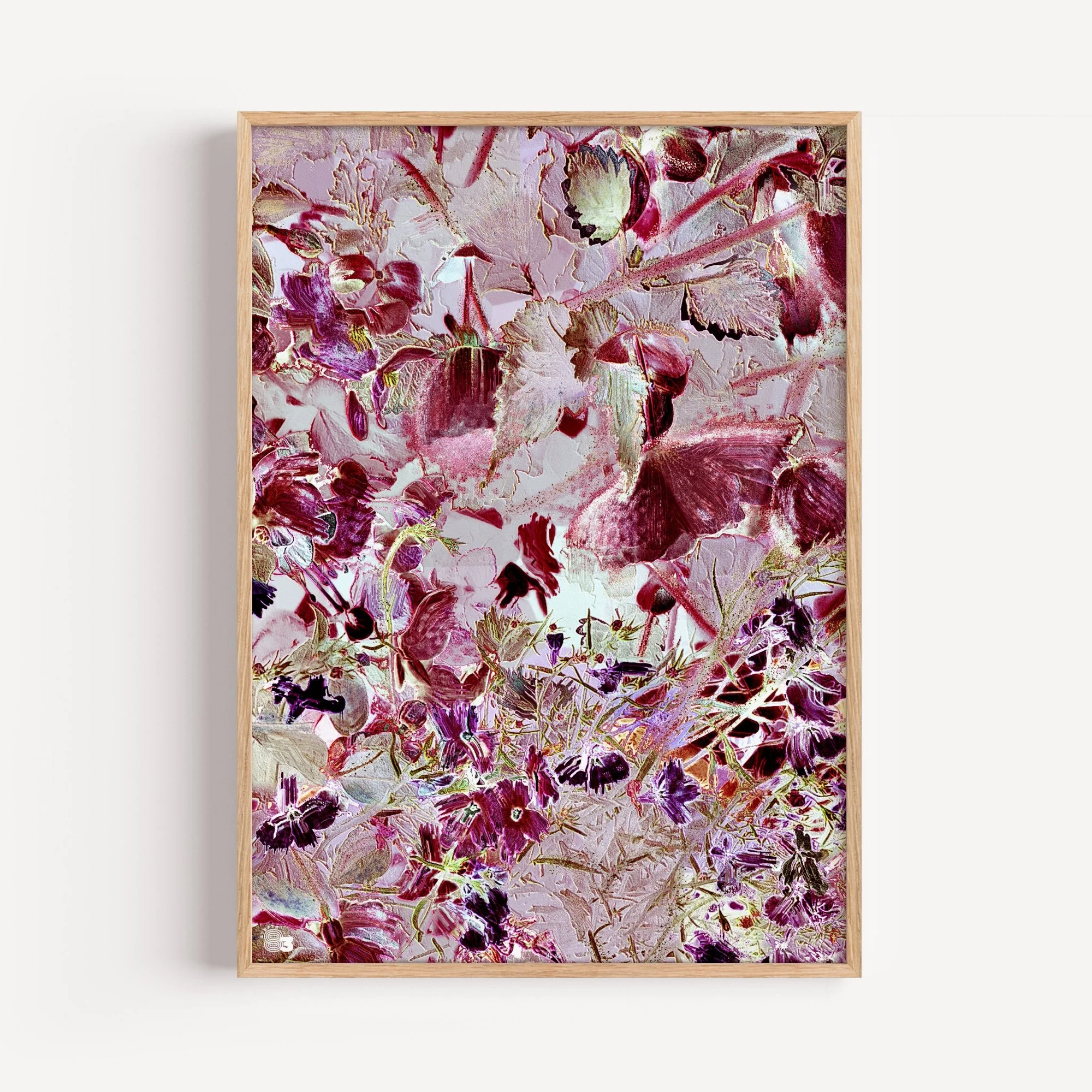 Crimson Awakening. Abstract floral wall art in rich red tones with distressed textures and expressive petals, reimagining Floral Awakening in bold colour.