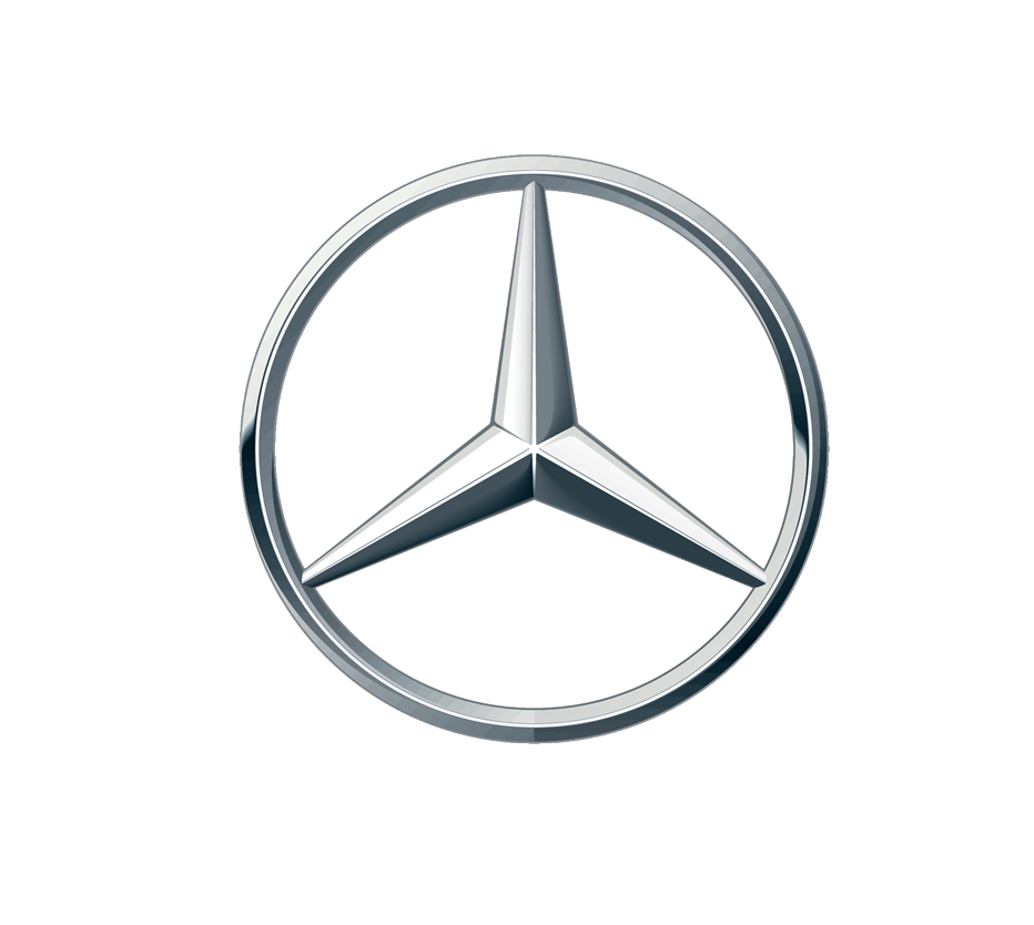 Mercedes-Benz Logo auf schwarzem Hintergrund.