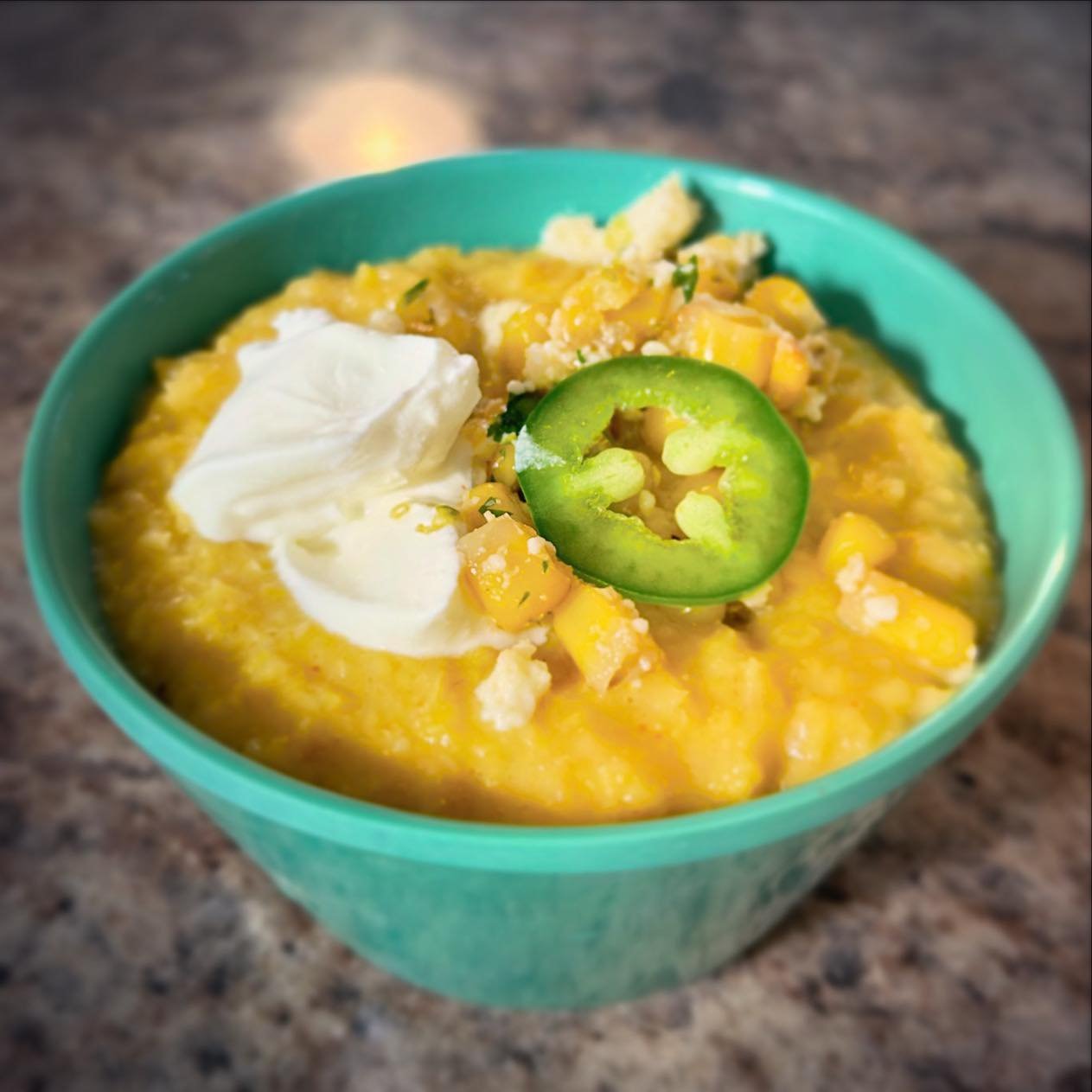 SATURDAY! Elote Street Corn Soup 🌽 w/ lime, cilantro, queso fresco &amp; crema!
