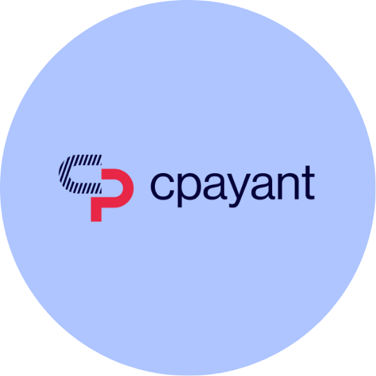 Logo of Cpayant with stylized 'C' and 'P' on a light blue background.