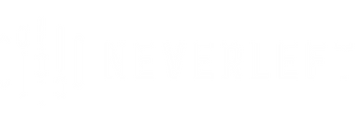 Logo of NeverLeft featuring a stylized soundwave design to the left of the text