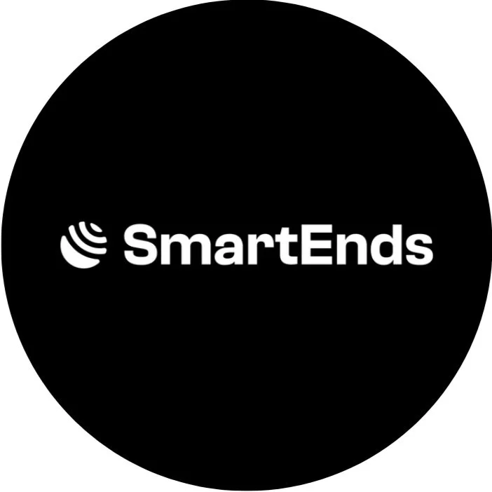 Black circular logo with the white text 'SmartEnds' and a stylized signal icon.
