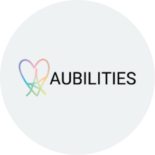 A logo featuring a colorful, rainbow heart intertwined with a star, followed by the word 'AABILITIES' in black text