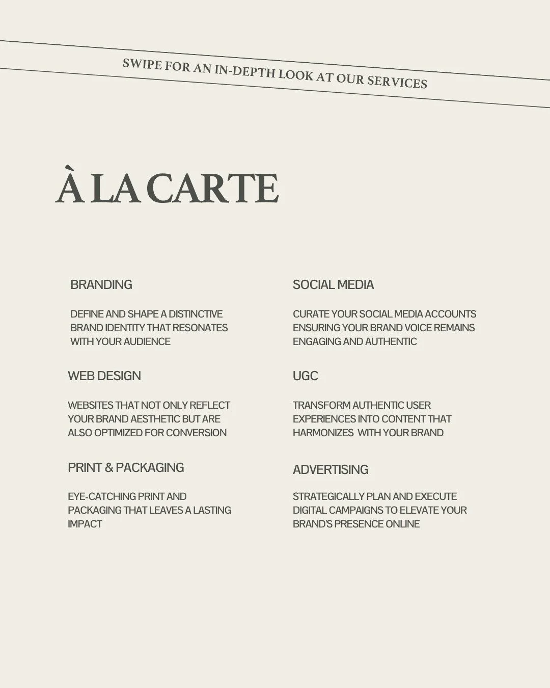 All our digital services include a free 1:1 onboarding call 🌱 

Don't hesitate to contact us for more information on prices and next steps! 

#marketingagency #digitalservices #creativestudio #brandingagency #branding #ugc #contentcreation #socialme