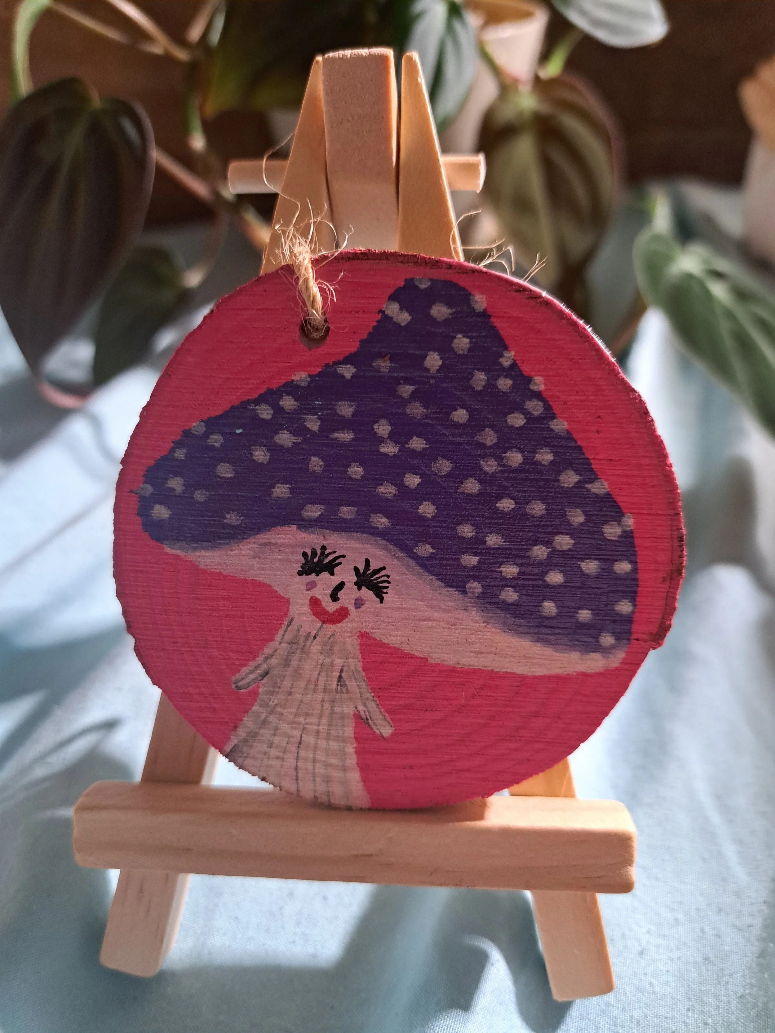 Hand painted wood slice ornament
