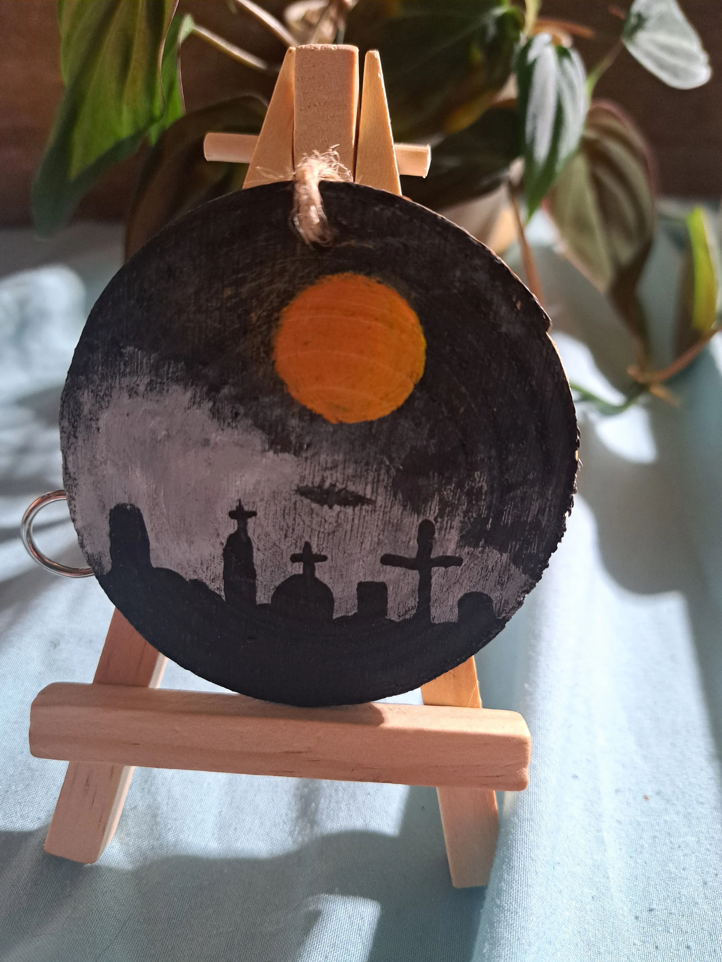 Hand painted wood slice ornament