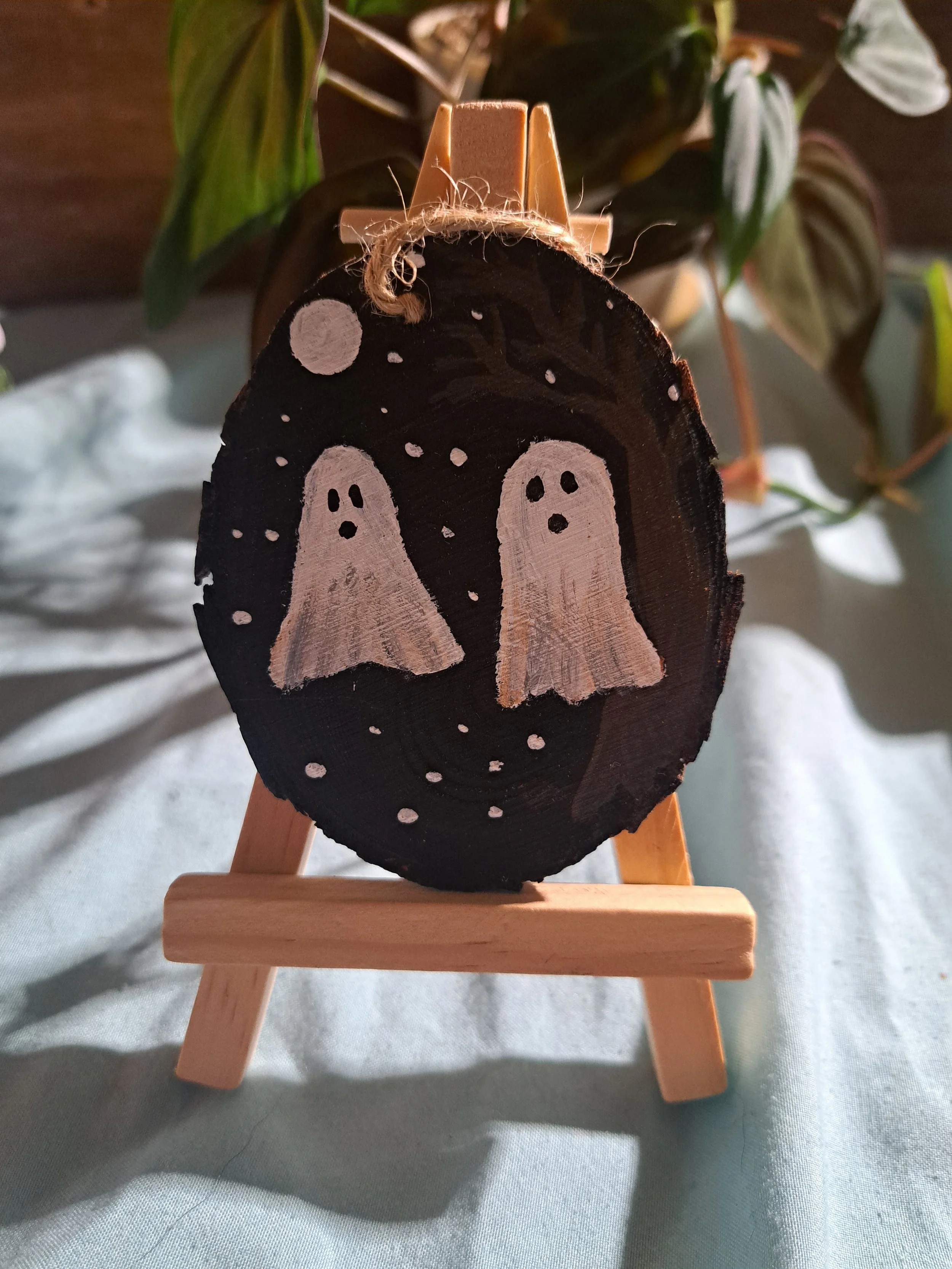 Hand painted wood slice ornament