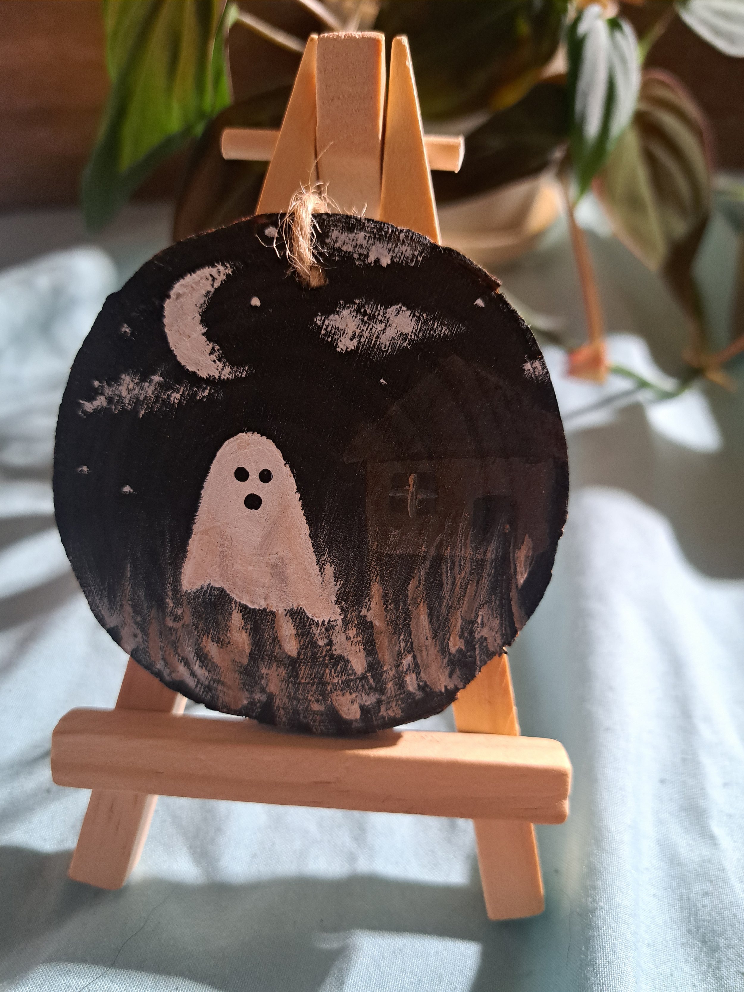 Hand painted wood slice ornament