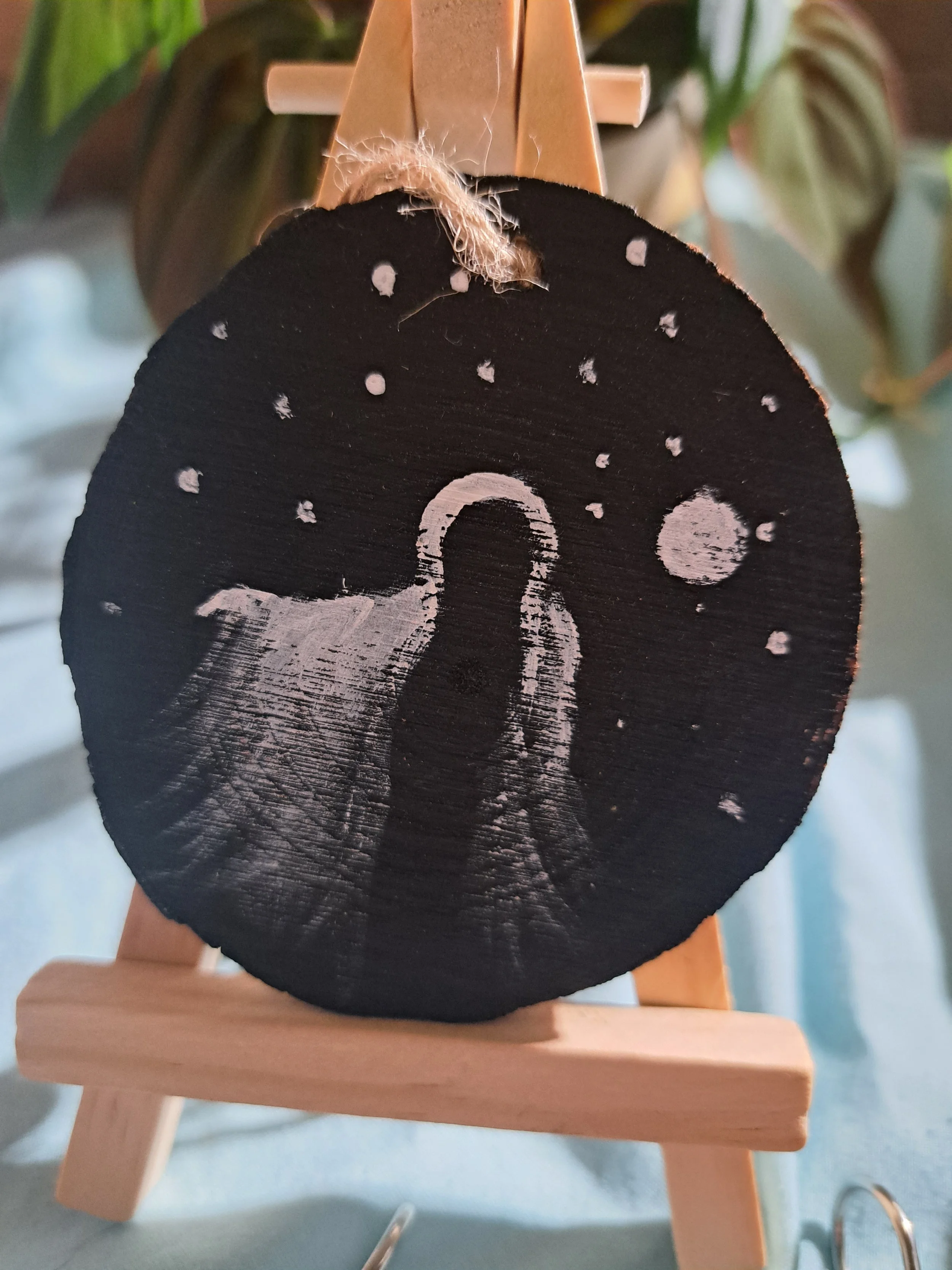 Hand painted wood slice ornament