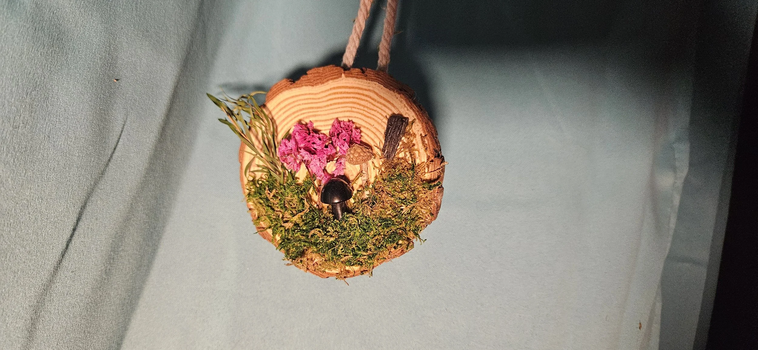 Wood Slice Nature Scene Hanging