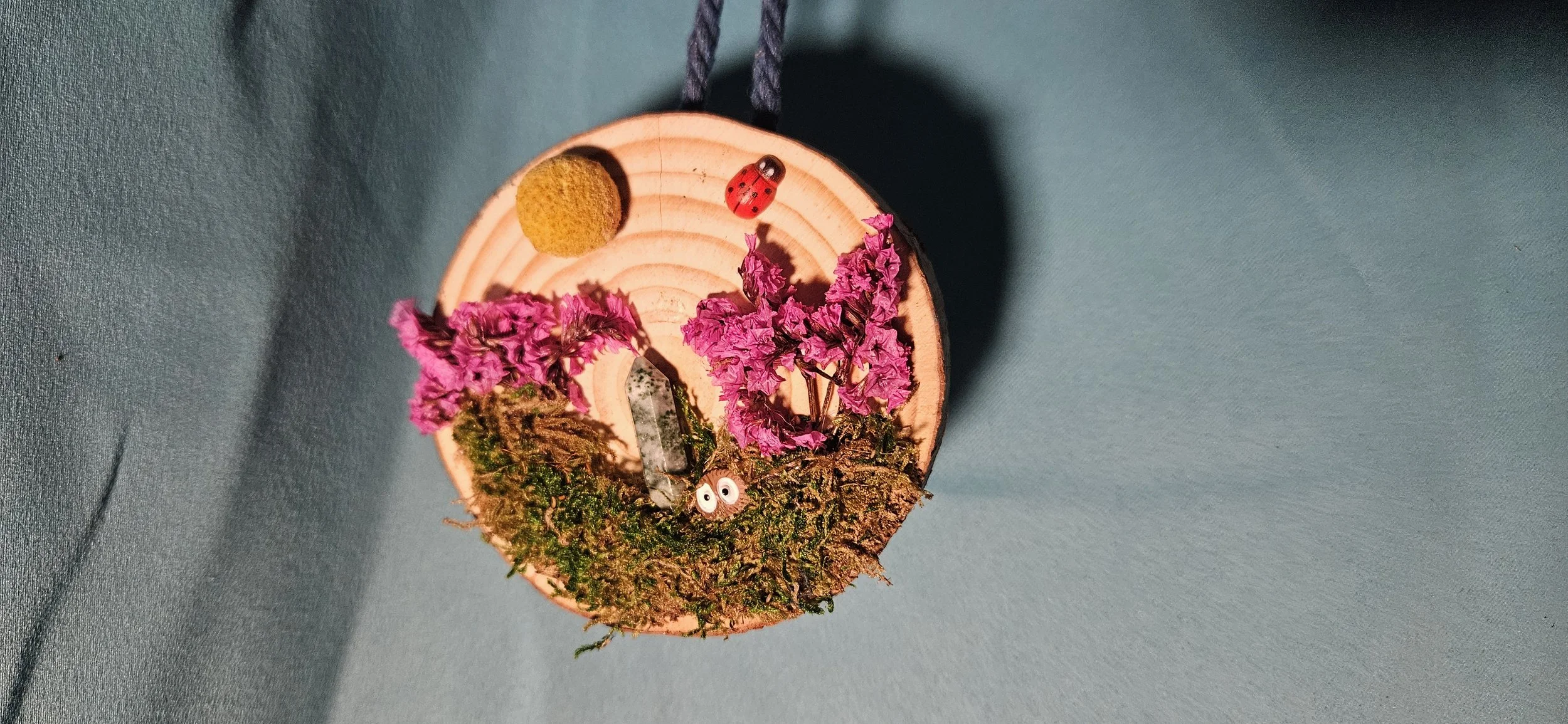 Wood Slice Nature Scene Hanging