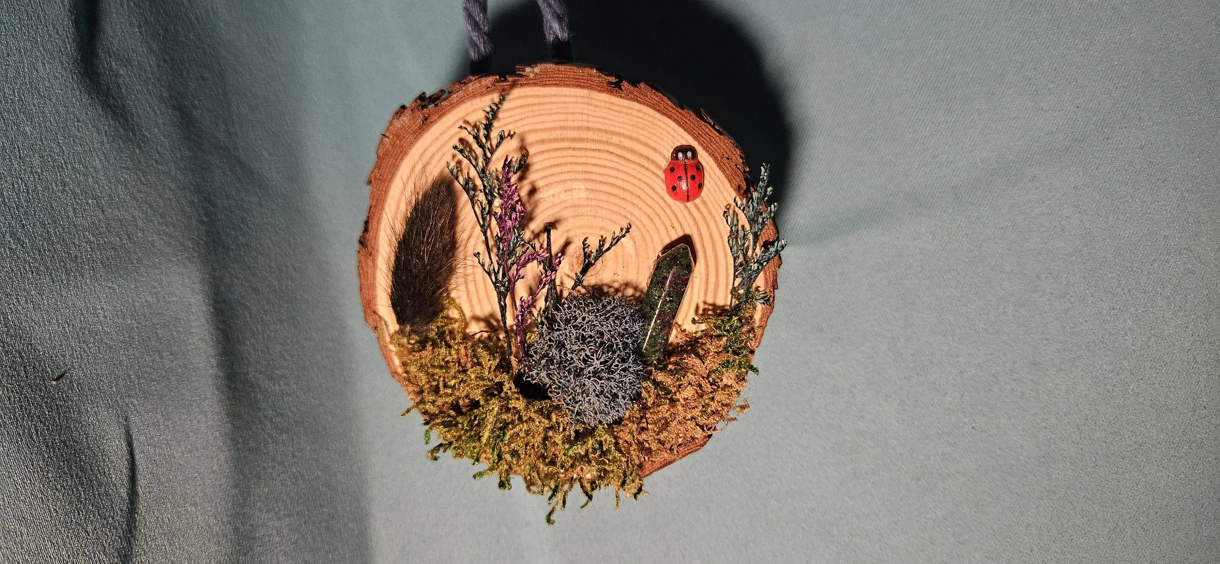 Wood Slice Nature Scene Hanging