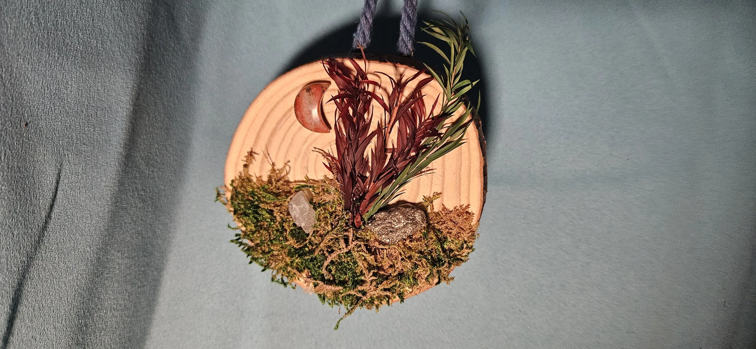 Wood Slice Nature Scene Hanging