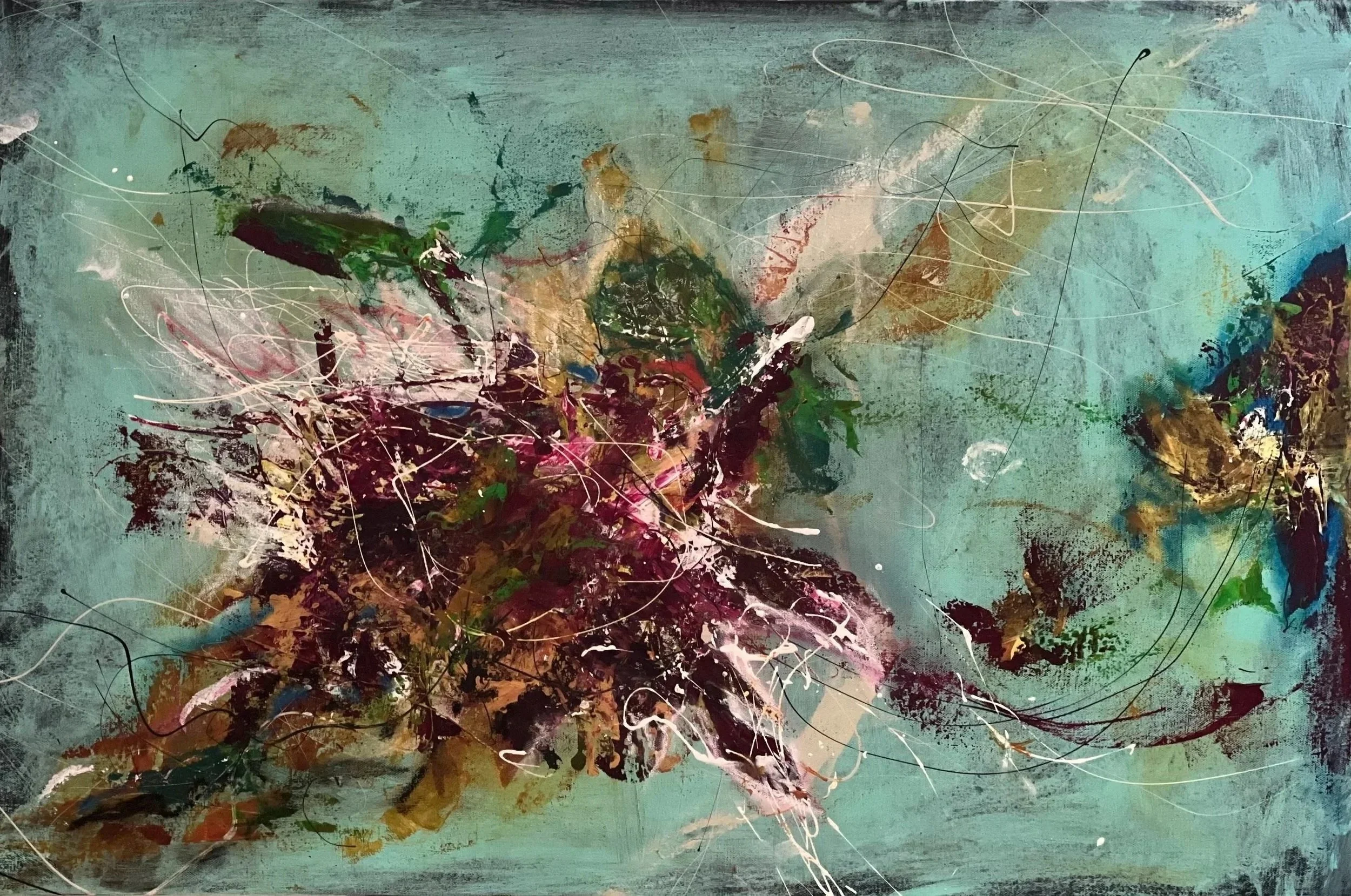 "Prelude" Acrylic, latex and oil pastels on gallery canvas.  $1200  