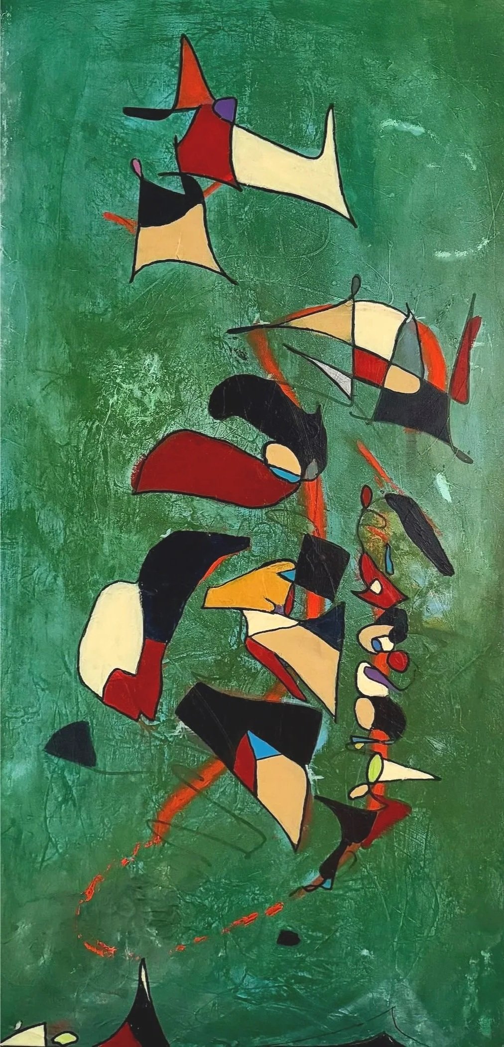 "Green Envy"  Acrylic and latex on gallery canvas.  48x24.  $1750.