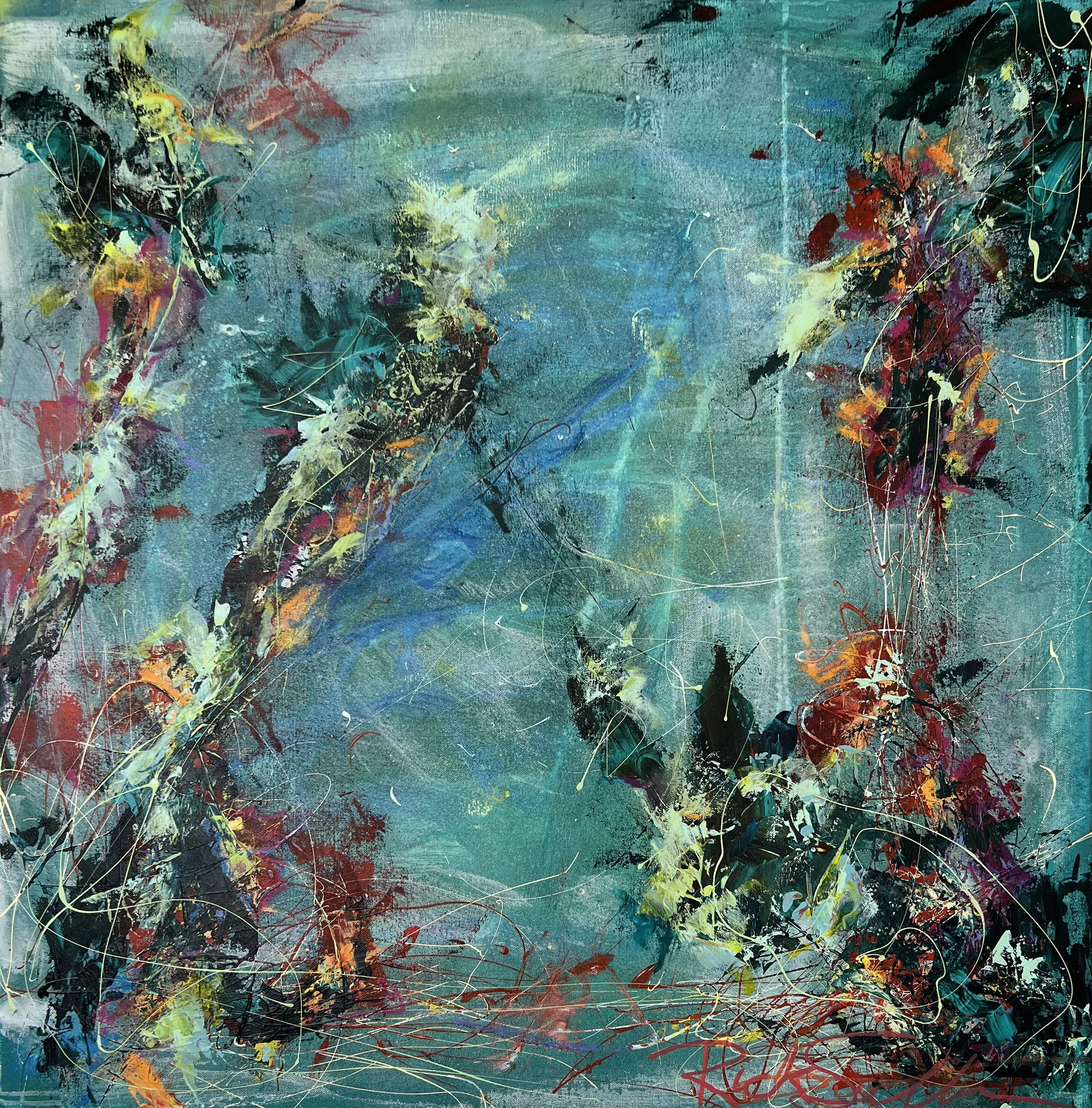 SOLD. "Costa"  Acrylic and oil pastels.  36x36.