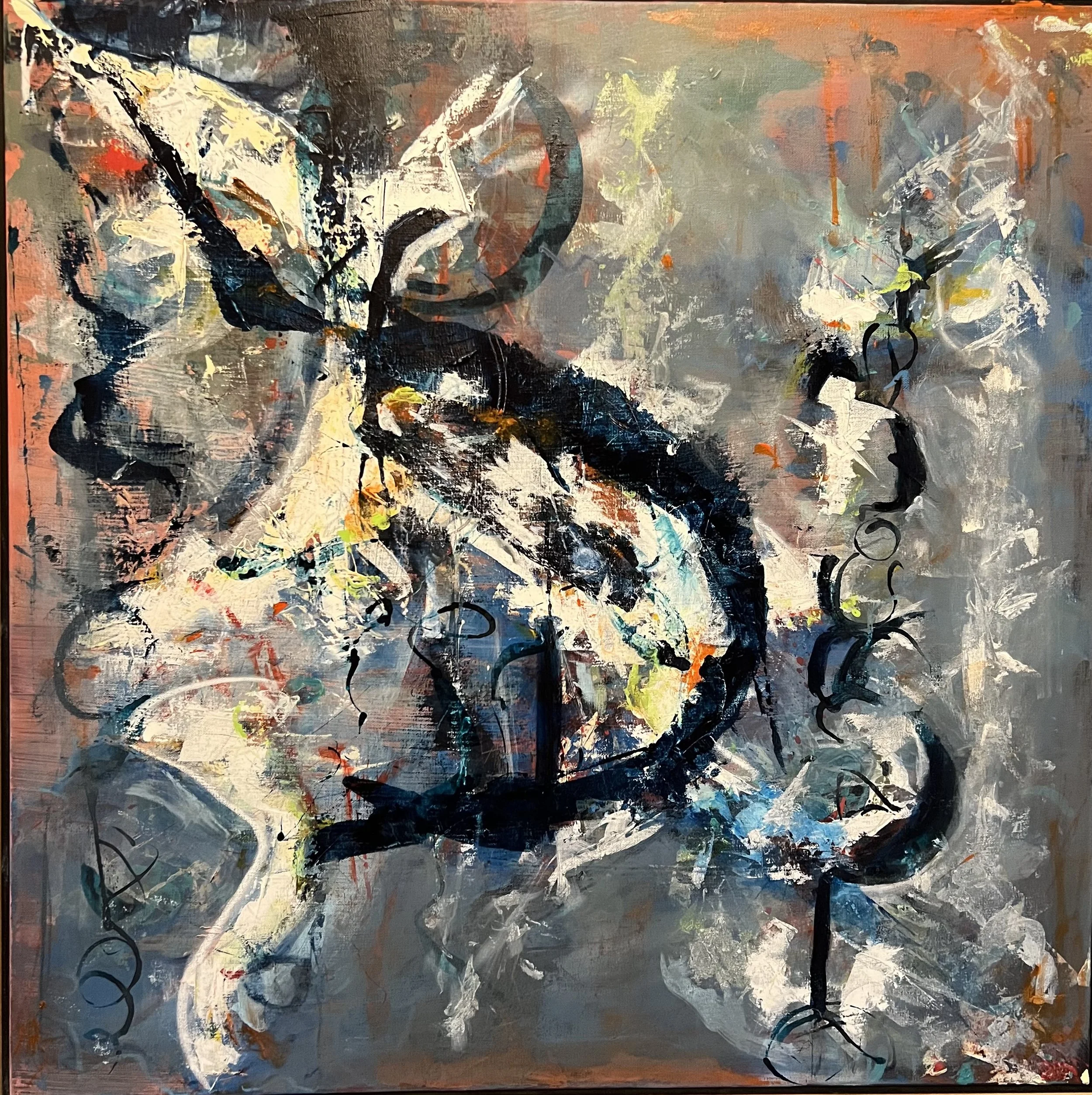 "One Particular Legend"  Acrylic and latex on gallery canvas.  36x36.   $1500