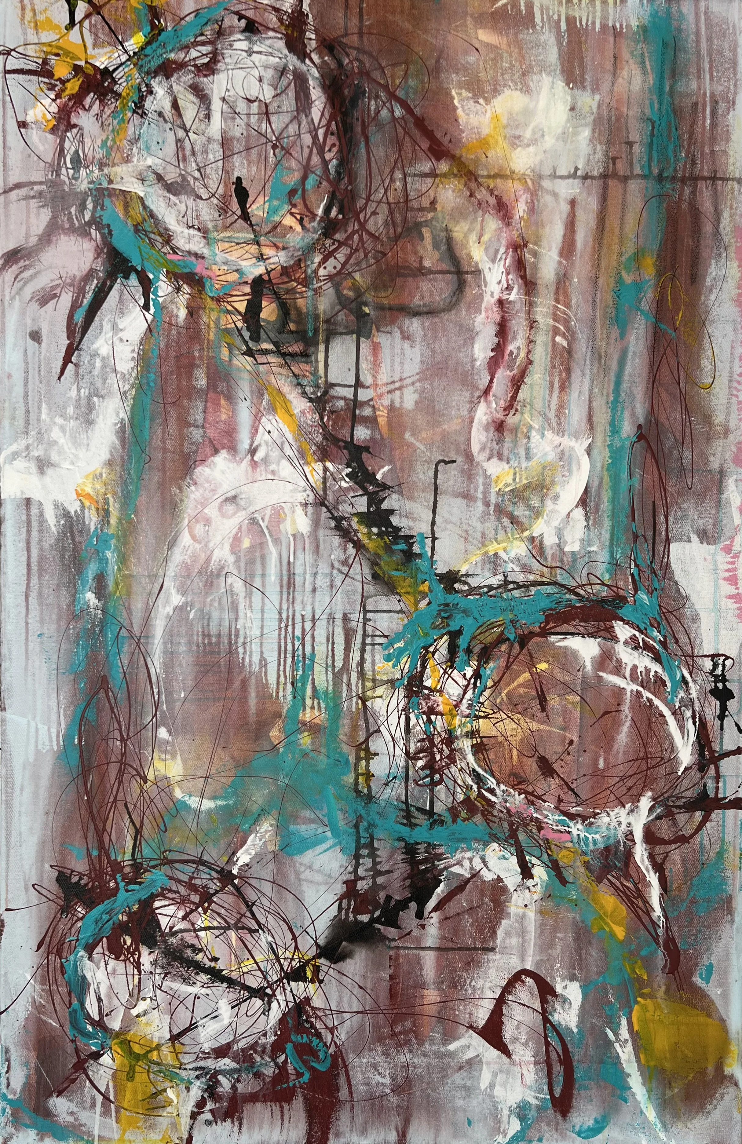 SOLD  "Opera"  Acrylic and latex on gallery canvas.  30x48.