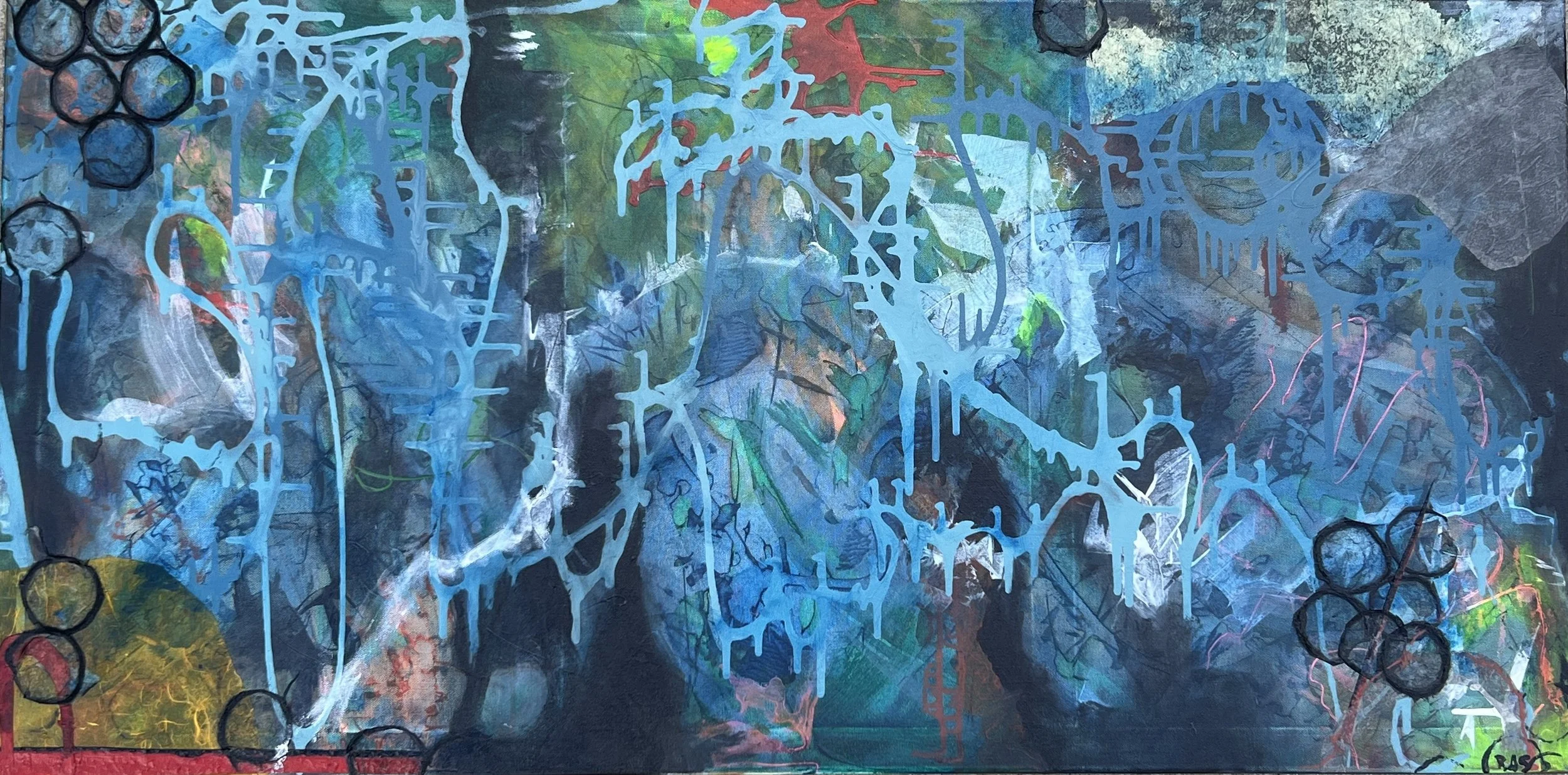 SOLD  "Edward"  Acrylic, oil pastels and mixed media.  30x48.