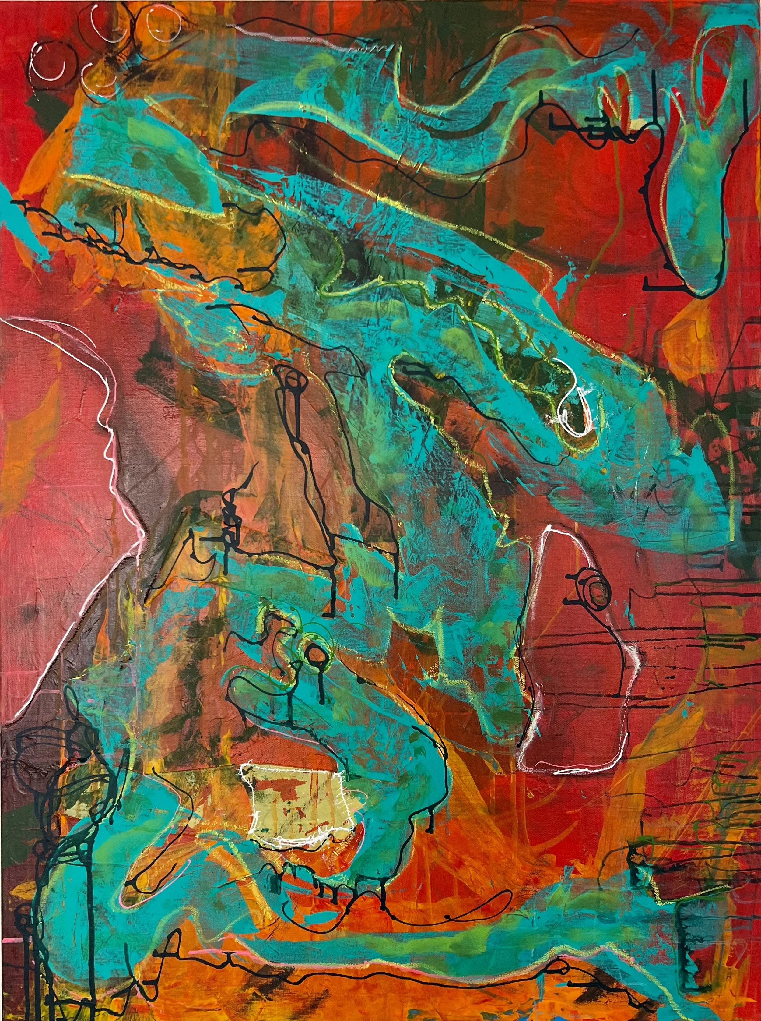 SOLD.  "Kyoto"  Acrylic, latex and mixed media.  30x40.