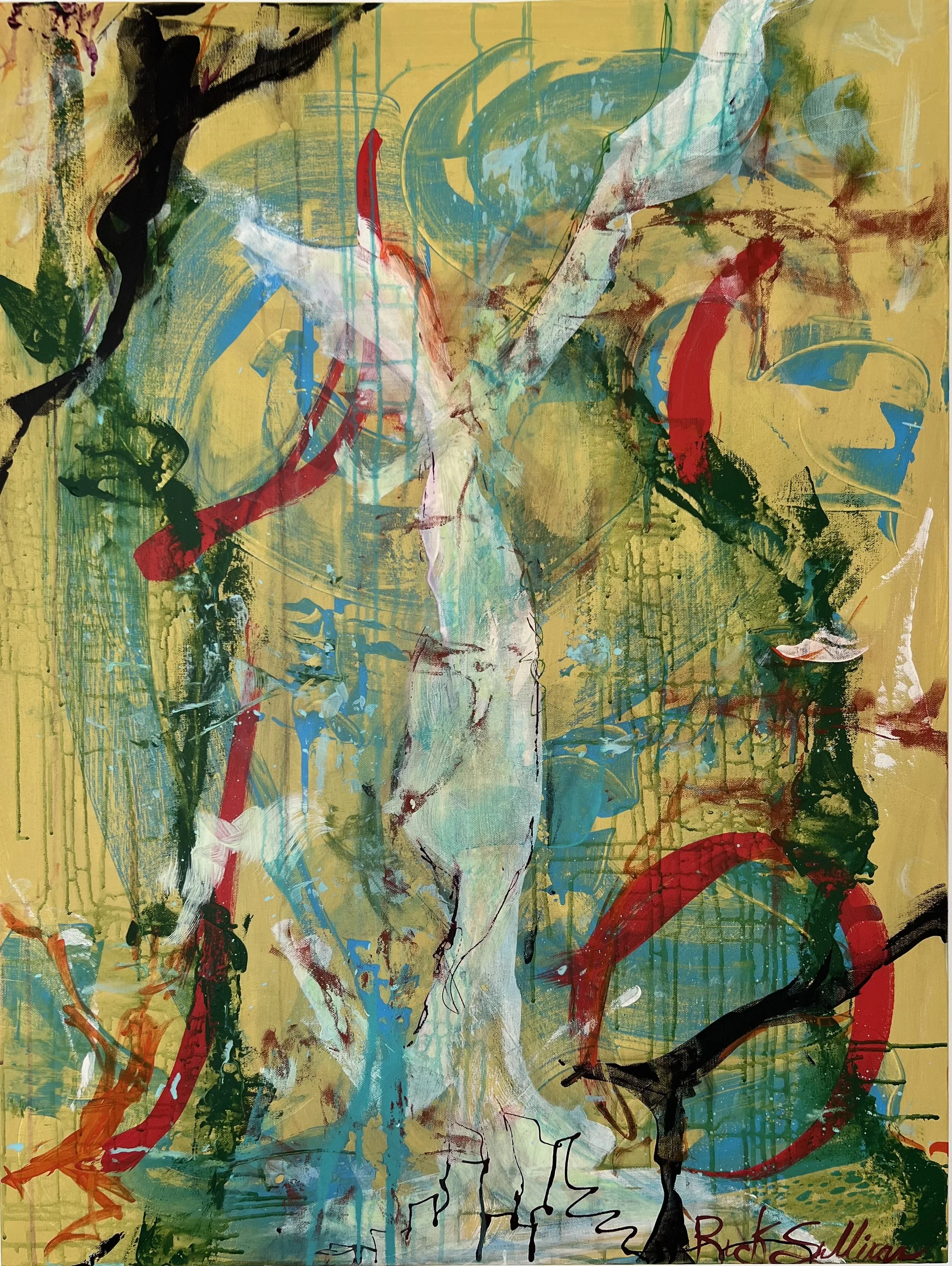 "Koi"  Acrylic and latex.  30x40.   $650