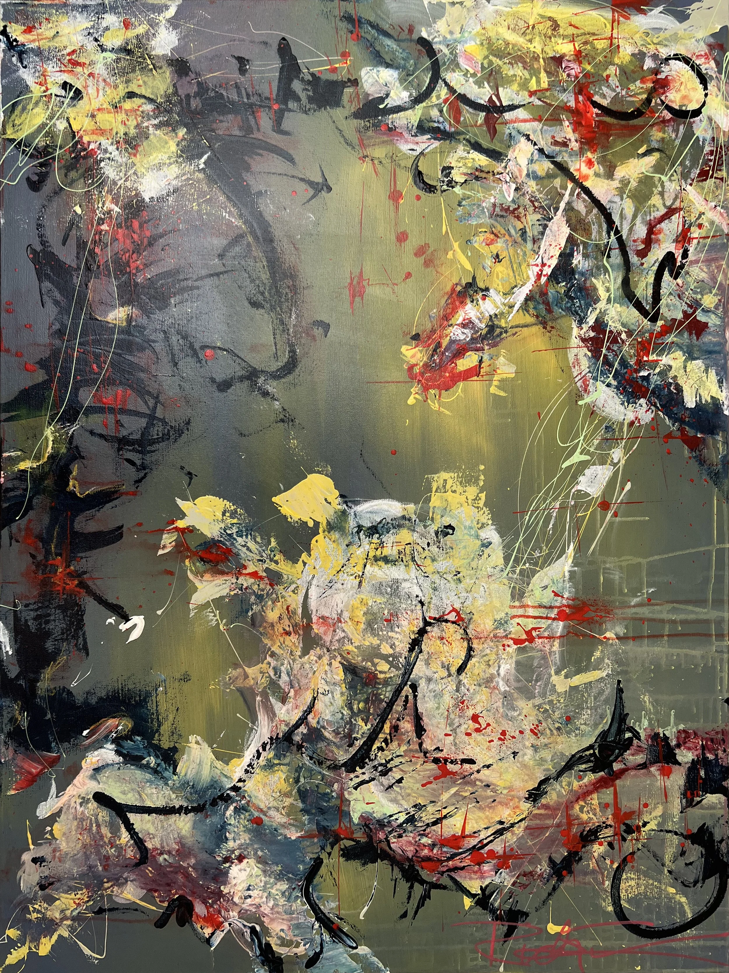 SOLD. "Lux"  Acrylic and latex. 30x40.