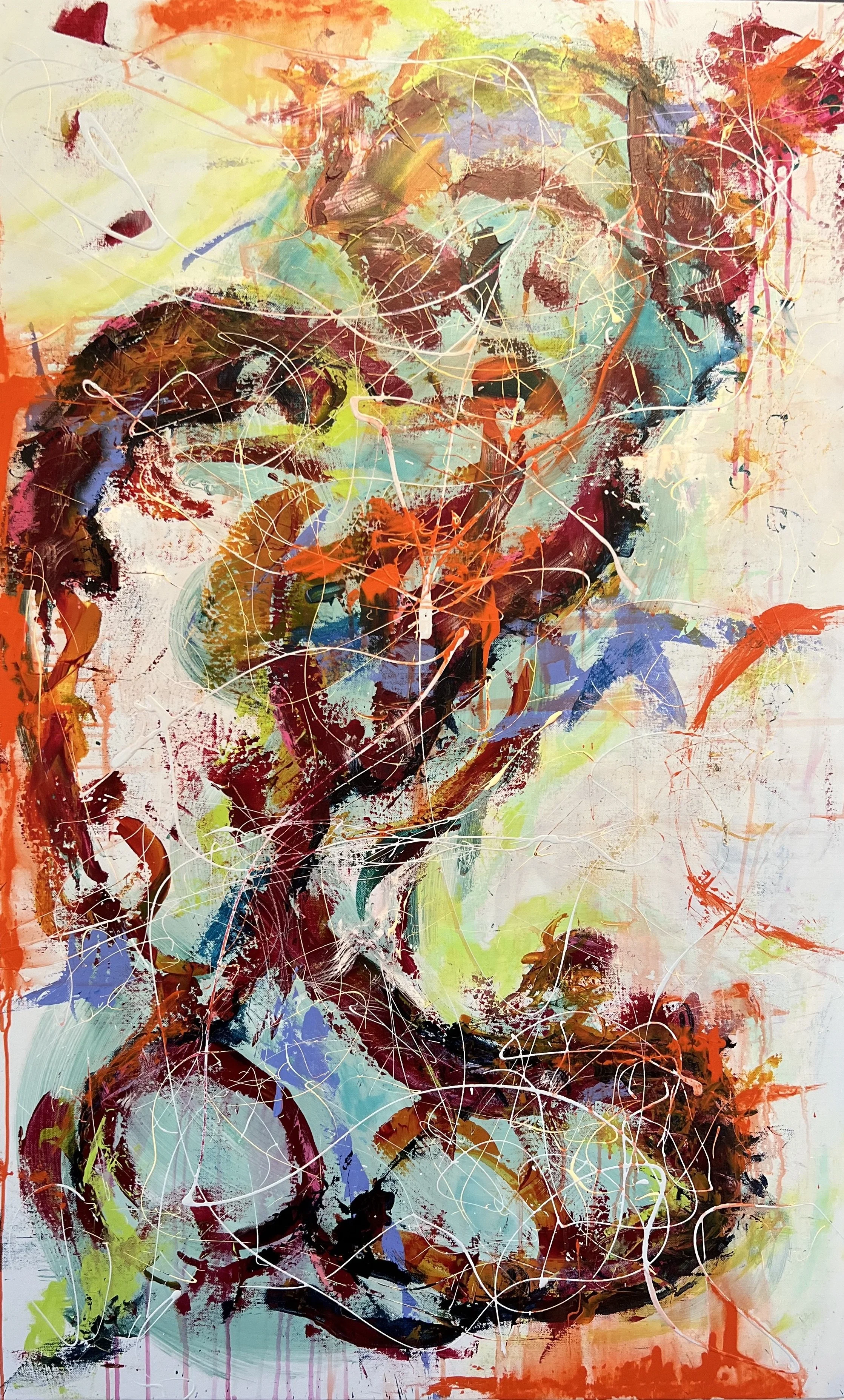 SOLD.   "Lucille"  Acrylic, latex and oil pastels.  30x48.