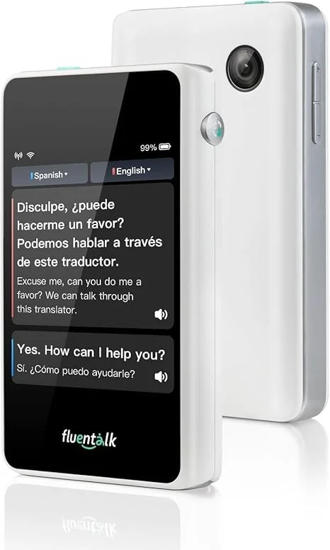 Timekettle, Fluentalk T1 Language Translator Support 40 Languages and Photo Translation, Instant Translator Device No WiFi Needed, with 2-Year Global Mobile Data for Travelling, with 4" HD Screen