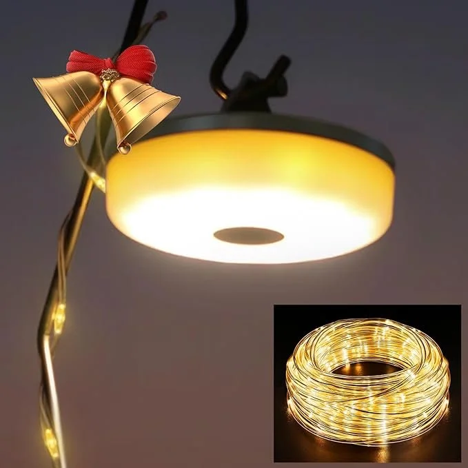 Camping String Lights, HAMLITE 32.8Ft Camping Latern with String Light, Rechargeable Waterproof Camp Lights, Upgraded Outdoor String Light, Portable Camping Gadgets 2025, Tent Lights for Hiking