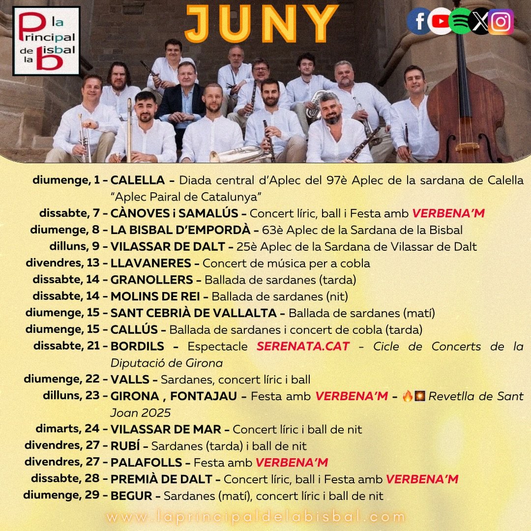 📌📆 Us adjuntem l&rsquo;Agenda ACTUALITZADA del mes de JUNY de 2025! 

👉M&eacute;s info: https://www.laprincipaldelabisbal.com/agenda

Deixeu-nos a comentaris quins dies vindreu!!🤩👀🥰🎉