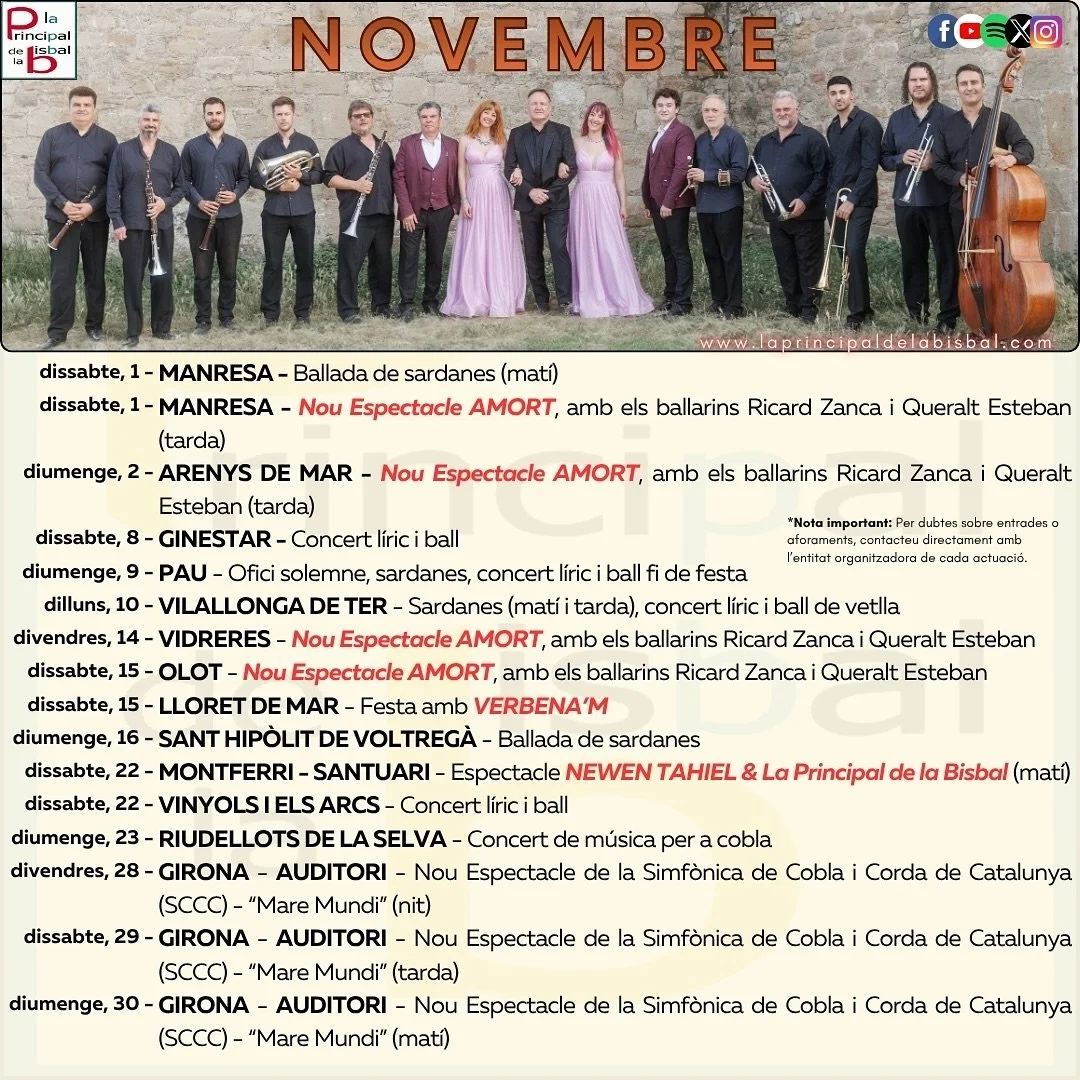 📅📌 Us adjuntem l&rsquo;AGENDA del mes de NOVEMBRE de 2025‼️

👉 M&eacute;s info: https://www.laprincipaldelabisbal.com/agenda