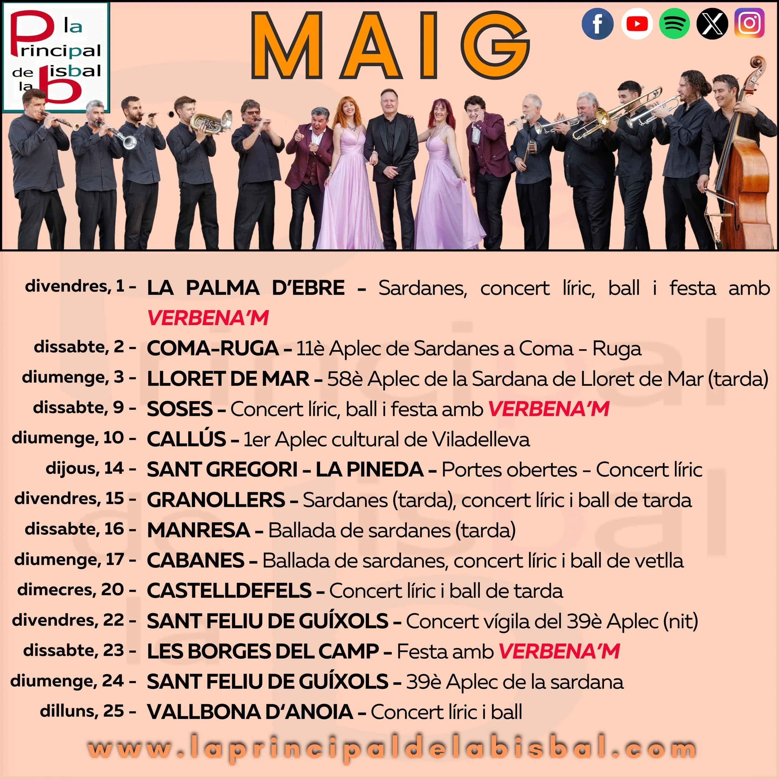 📌📅 Us adjuntem l&rsquo;AGENDA del mes de MAIG🌤️

👉 M&eacute;s info: https://www.laprincipaldelabisbal.com/agenda