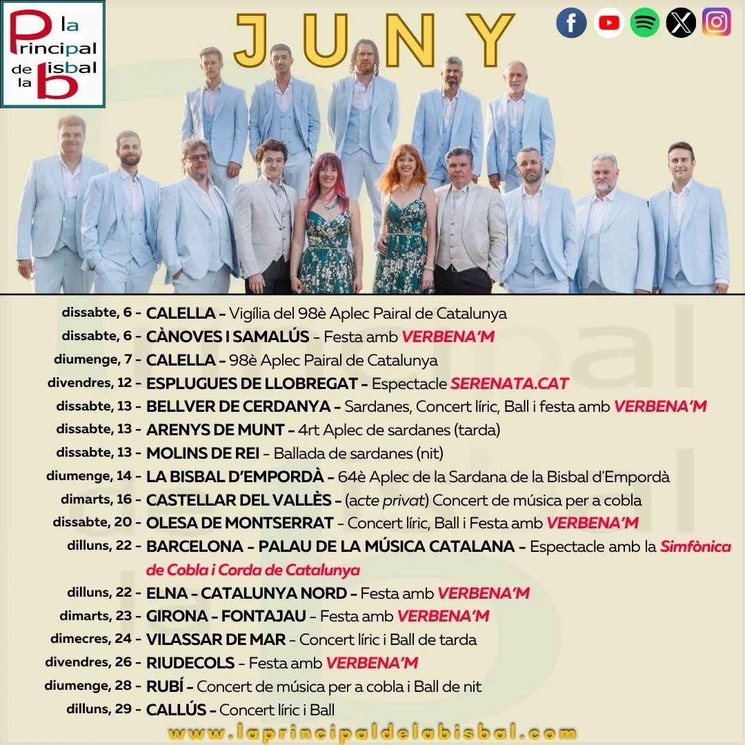 📌📅 Us adjuntem l&rsquo;AGENDA del mes de JUNY☀️

👉 M&eacute;s info: https://www.laprincipaldelabisbal.com/agenda