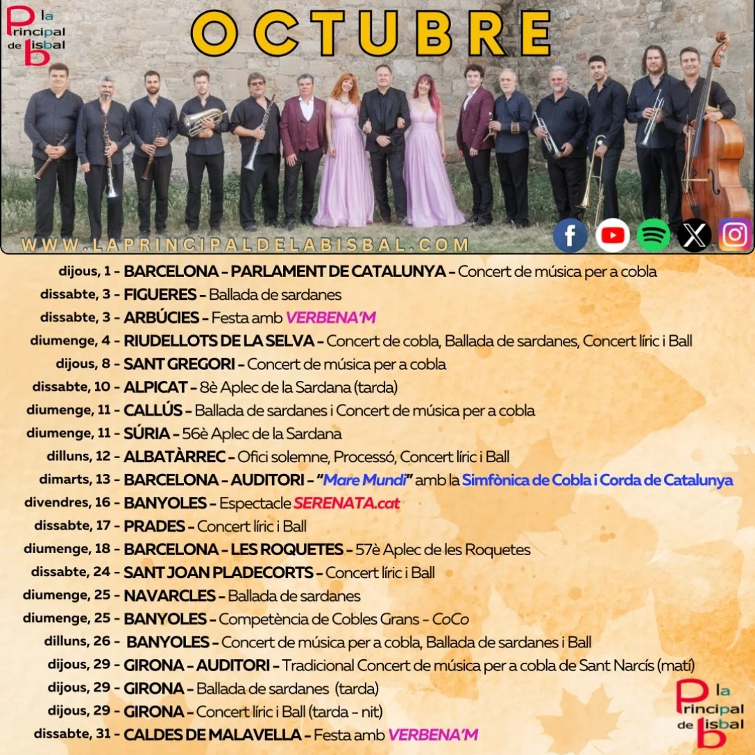 📌📅 Us adjuntem l&rsquo;AGENDA del mes d&rsquo;OCTUBRE 🍂

👉 M&eacute;s info: https://www.laprincipaldelabisbal.com/agenda