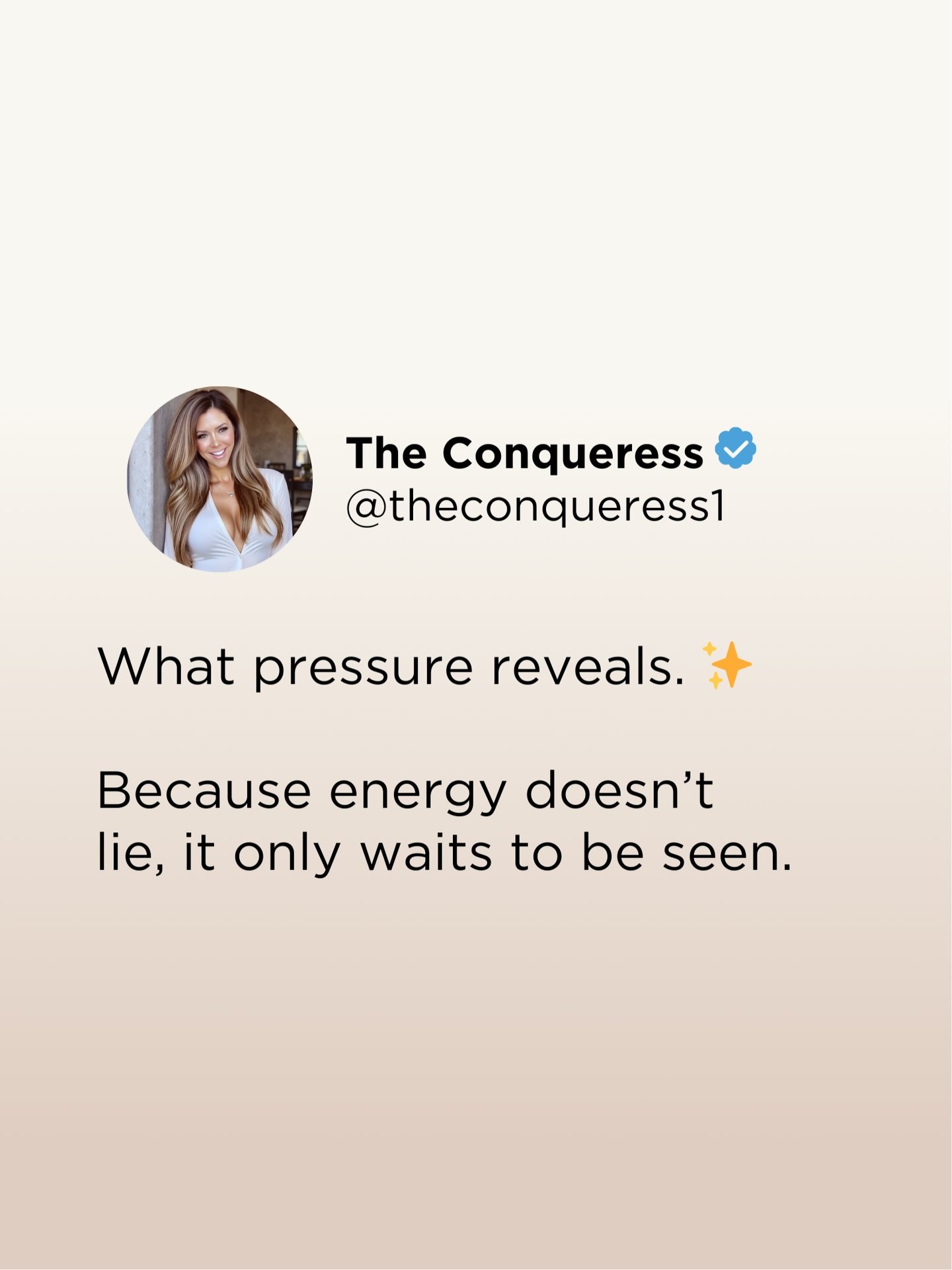 What pressure reveals. ✨ Because energy doesn&rsquo;t lie, it only waits to be seen.

The truth about pressure: What comes to the surface was already there. Pressure doesn&rsquo;t create, it reveals. Energy doesn&rsquo;t lie, it waits for alignment t