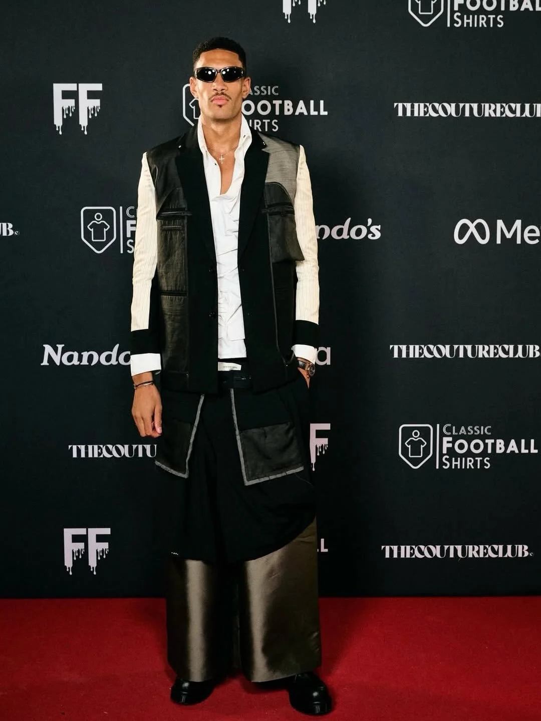 Omar styled by me in SS25 @fengchenwang, AW25 @biancasaunders, @agrostudio_, @drmartensofficial, finished with a timepiece from @hublot for the @footballerfits gala yesterday ✨