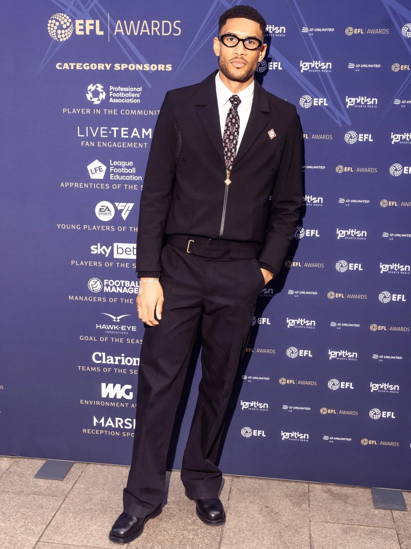 Omar for the @efl awards styled by me✨

The dress code was black tie; we reinterpreted this theme to suit Omar&rsquo;s sophisticated yet playful personality. We kept everything nice, neat and intentional. 

You&rsquo;ll notice some accents of colour 