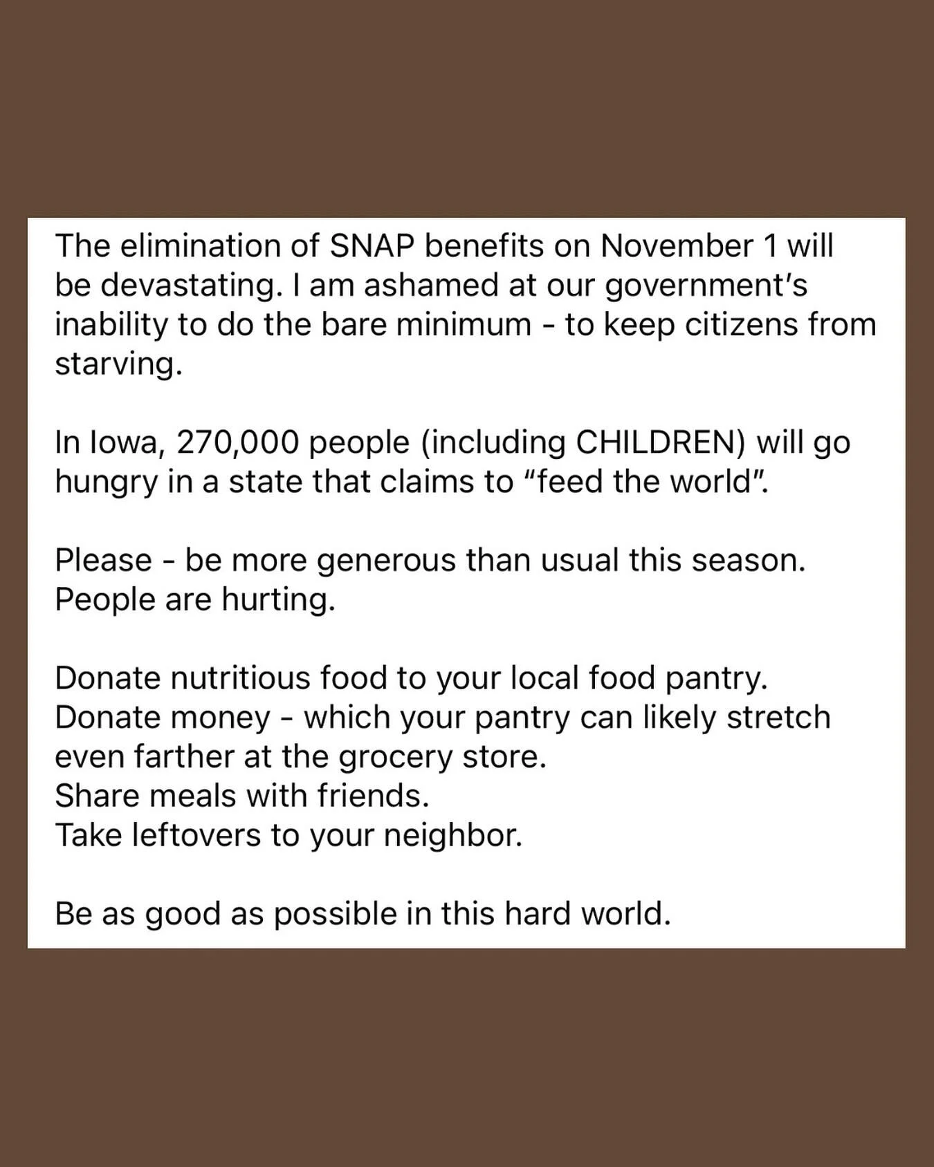 Take care of one another.